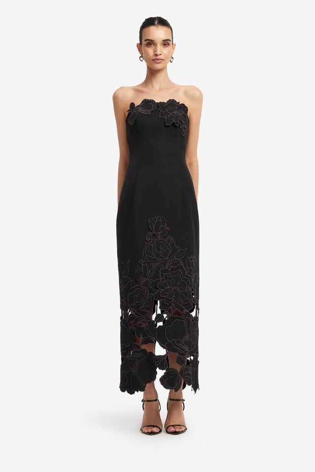 knee length dresses for ladies Leo Lin - Rayna Palm Bustier Maxi Dress main image 1