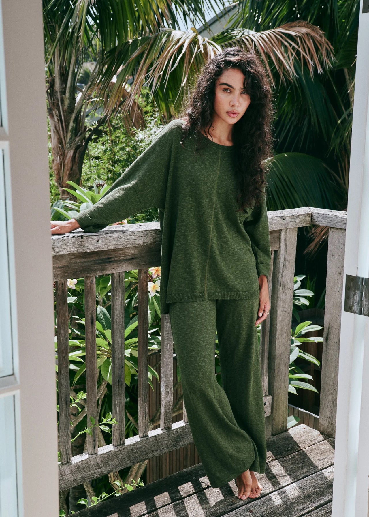 ペリキュール side gather loose knit Long Sleeve | Mara Collective