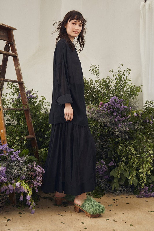 Bohemian Traders Yoke Maxi Skirt Black Mara Collective